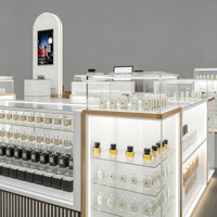 Desain Toko Parfum Satu Atap Lengkap, Lemari Pajang Parfum Mewah Multifungsi dengan Lampu LED, Kabinet Besi Kaca untuk Toko Butik