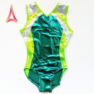 Leotardos de gimnasia para niñas, <span class=keywords><strong>ropa</strong></span> de gimnasia con logotipo bordado personalizado, verde azulado - Product Image 1