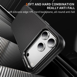 Coque de Téléphone Mince à Motif <span class=keywords><strong>Fibre</strong></span> de Carbone pour Apple 17 Pro Max avec Support Béquille et Protection Métal pour Objectif, Anti-Choc en PC Dur pour iPhone 17 Air 16E 15 14+ - Product Image 5