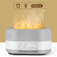 Diffuseur d'arômes à flamme 3D populaire de 400 ml, horloge numérique, huile essentielle, aromathérapie, humidificateur avec haut-parleur BT pour usage domestique