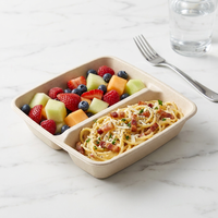 Boîte à lunch jetable en bagasse biodégradable et compostable, écologique, étanche, résistante à la graisse, avec couvercle micro-ondable pour aliments