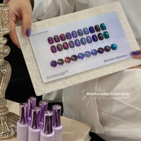 Vernis à ongles UV Suuseegel 10 couleurs effet œil de chat lune, longue tenue, pierres précieuses bleues, pour salon de manucure