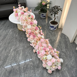 Guirnalda de Rosas Blancas de Seda, Flores Rosadas de Espuma PE Hechas a Mano, Camino de Mesa Clásico para Bodas, Arreglos Florales Artificiales - Product Image 1
