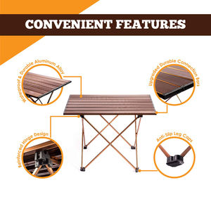 Mesa Plegable Compacta y Ligera para Barbacoa al Aire Libre, con Superficie de Aluminio y Bisagras Resistentes, Mesa Portátil para Camping y Picnic - Product Image 4