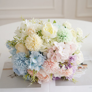 Bouquet de pivoines artificielles en soie, fleurs pour mariage et décoration intérieure, style moderne réaliste, arrangement à 7 branches - Product Image 1