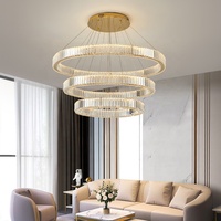 Grand lustre en cristal LED de luxe pour plafonds hauts dans le salon, la maison ou la villa avec un long lustre décoratif pour escalier