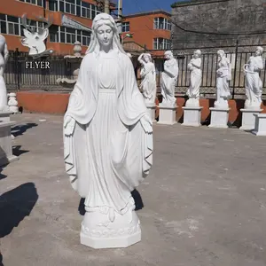 Decorazione esterna a grandezza naturale scultura in marmo Madonna statua in marmo bianco madre maria apri la mano