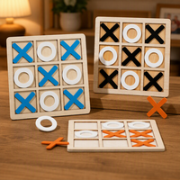 Jeu de Tic Tac Toe en Bois Montessori Portable pour Enfants, Jouet Éducatif pour l'Apprentissage Précoce