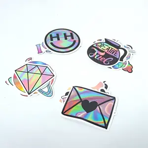 Wholesale Holographic Adhesive Glisten Stickers Laptop Skin Cover Vinyl Die Cut Sticker Custom