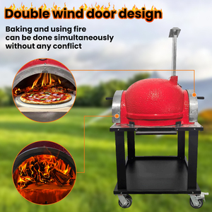 <span class=keywords><strong>Horno</strong></span> de Pizza Portátil con Ruedas de 26 Pulgadas, Parrilla de Cerámica para Asar a Leña, Ideal para Campamentos, Jardín y Fiestas Familiares - Product Image 5