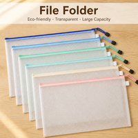 Sac de rangement pour documents à motif épais de grande capacité, pochettes à fermeture éclair pour les examens et les papiers des étudiants, dossier en maille PVC A4, sac de classement