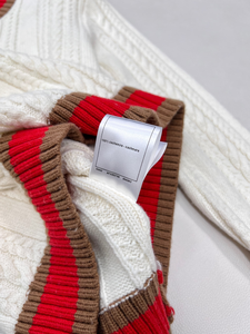 Pull élégant pour femme en tricot torsadé à col en V, bordure côtelée contrastante, manches longues, style décontracté preppy - Product Image 4