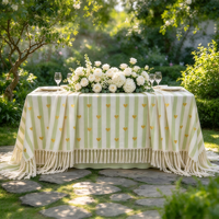 Nappe à rayures cœurs pastel sur mesure, Housse de table à rayures cœurs mignons pour Baby Shower, Fête et Décoration de table à manger