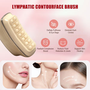 Conjunto de Pincéis Planos para Contorno Facial Linfático com Massageador de Grão de Madeira para Olhos, Pescoço e Corpo - Product Image 3