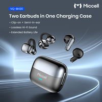 Écouteurs sans fil TWS Miccell, stéréo HiFi sans perte 13 mm, écouteurs à clipser ouverts, semi intra-auriculaires pour le sport