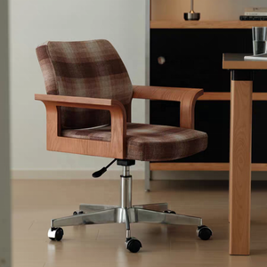 Fauteuil de bureau pivotant multifonctionnel en bois massif pour la maison et le bureau - Product Image 1