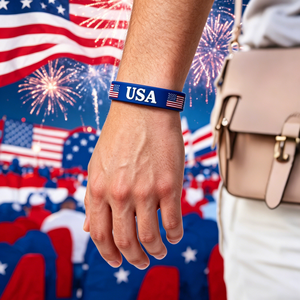 Bracelets en silicone patriotiques USA, rouges, blancs et bleus, avec étoiles et drapeaux, cadeaux originaux pour la fête du 4 juillet - Product Image 3