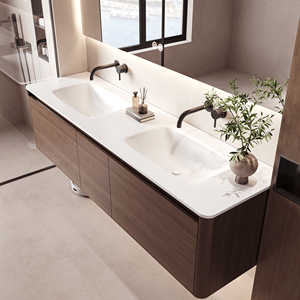 <span class=keywords><strong>Mobile</strong></span> <span class=keywords><strong>Bagno</strong></span> Sospeso Personalizzato dal Design Semplice con Lavabo e Armadietto Curvo - Product Image 3