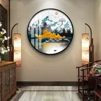 Peintures murales décoratives de haute qualité imprimées numériquement UV sur verre, paysages ronds en porcelaine de cristal pour la maison