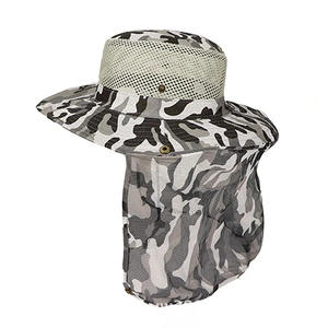 Chapeau de pêcheur camouflage avec couvre-visage en maille respirant et protection solaire pour la pêche, la randonnée et les activités de plein air - Product Image 1