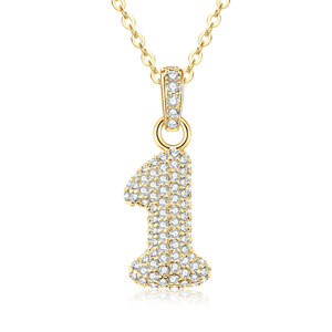 Trendy Hip Hop Jewelry Eco-friendly <b>Copper</b> 14k Gold Filled Gold Plated Zircon Angel Numbers Necklace Women Nickel-Free Lead-Free - Product Image 1