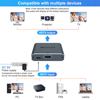 Répartiteur vidéo 4K OEM gris métallique 1x2 pour HDTV, 1 entrée 2 sorties avec câble d'alimentation Type-C DC5V