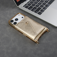 Verhoogde camera rand echt lederen portemonnee telefoonhoesje crossbody band valbescherming voor iPhone 18 Pro Max Duo OEM