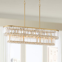 Lustre suspendu rectangulaire moderne de luxe en cristal K9 avec cadre métallique pour îlot de cuisine, salle à manger, décoration intérieure