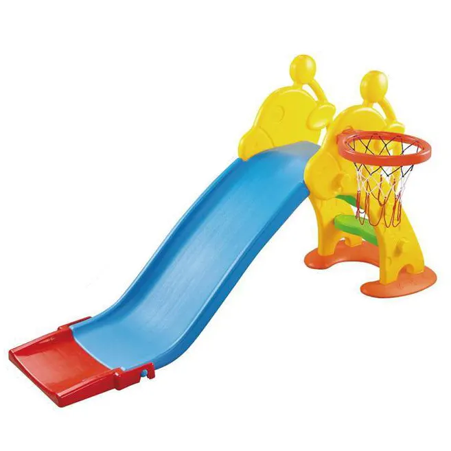 2 in 1 Aktivitas anak-anak dalam ruangan olahraga basket Hoop anak-anak plastik bentuk jerapah mainan Slide