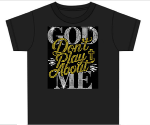 Transfert thermocollant de strass en verre cristal 'God Don't Play About <span class=keywords><strong>Me</strong></span>', patchs de strass en verre cristal de qualité - Product Image 1