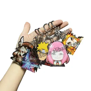 Mix Designs Anime 3D Motion Key Chains Acrylic Lenticular Keychains Scratch Resistant PET Demon Slayer Decor for Car Keyring Bag