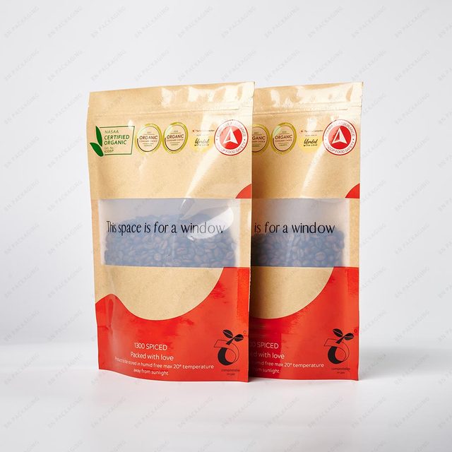 Eco Compostable Bags Biodegradable Pla Packing Zip Stand up Pouch Ziplock Craft Kraft Paper Food Custom Packaging Bag