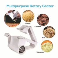 Alat Dapur Pemotong Putar Manual Warna Putih, Bahan Stainless Steel, untuk Mengiris Buah, Sayur, dan Memarut Keju (Plastik) - Promo!