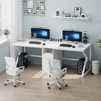 Bureau d'ordinateur moderne pour 2 personnes avec tiroir à dossiers, grand bureau double avec armoire de rangement pour bureau à domicile