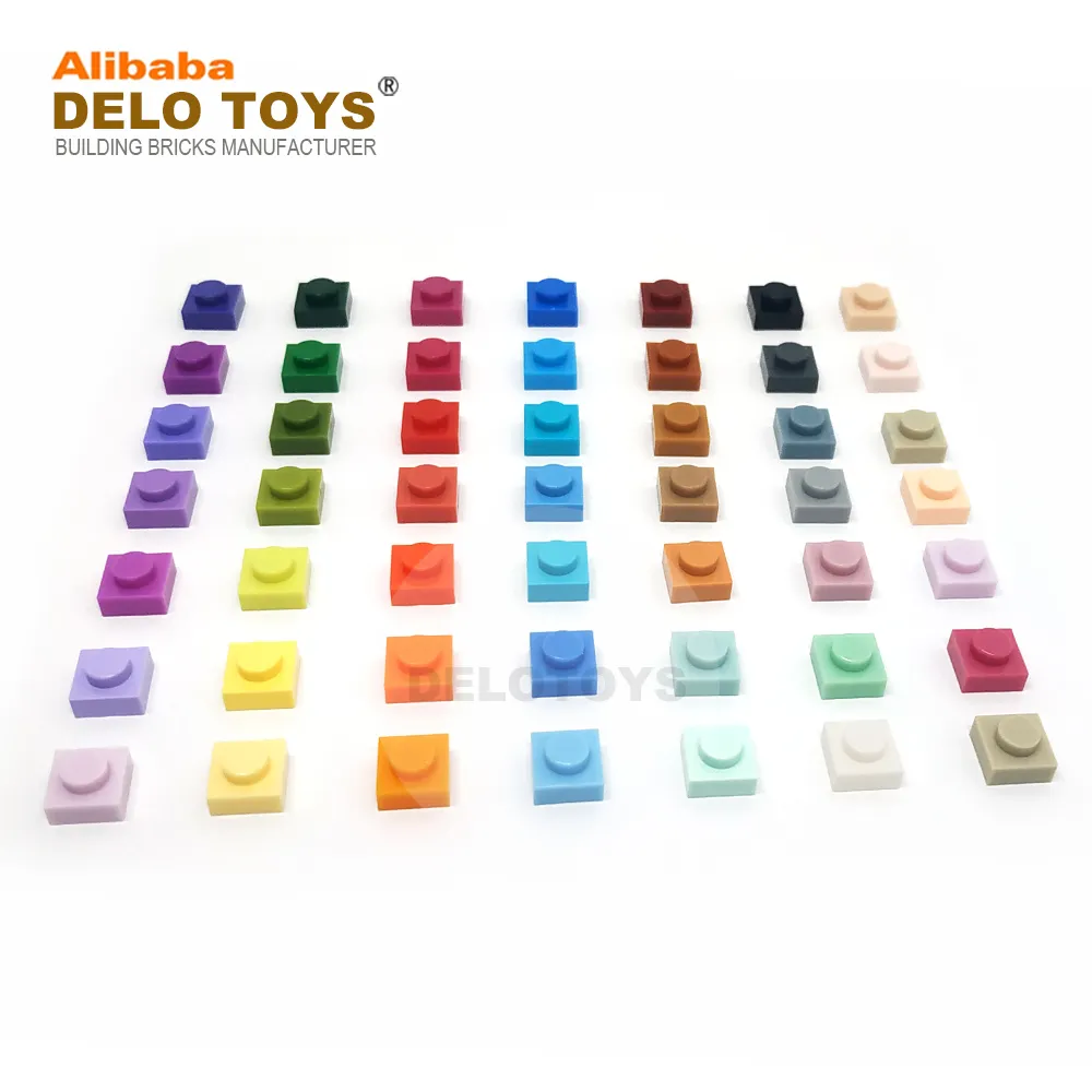 DELO juguetes (73 colores) de plástico bloques de construcción ladrillos placa 1x1 juguete de construcción 1*1 (NO.3024)