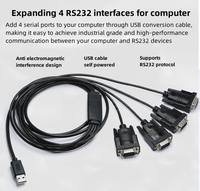 Personalizado USB 2,0 a 4 puertos 9 pin RS232 Serial Cable DB9 RS232 a USB2.0 FTDI Chip Converter Cable para computadora Tablet Set-Top Box
