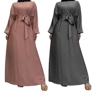 Wholesale custom elegant solid color muslim long dresses modern islamic clothing dubai abaya