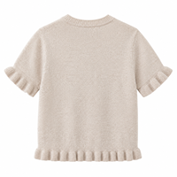 Damen Kurzarm-Strickjacke mit Knopfleiste, Rüschenbesatz, Weich, Elegant, Leicht, Sommer-Pullover-Oberteil