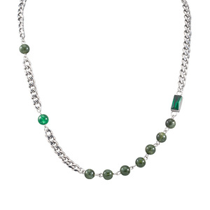 สร้อยคอคิวบาประดับคริสตัลอาเกตสีเขียวประดับลูกปัดเหล็กไทเทเนียมสำหรับสวมใส่ทุกวันฤดูร้อนปี 2022 - Product Image 5