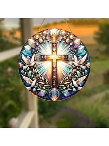 Attrape-croix <span class=keywords><strong>2D</strong></span> en acrylique plat, accrochage de fenêtre coloré, adapté pour le jardin, la cour, le porche, la décoration murale de chambre, <span class=keywords><strong>Gif</strong></span>, 1 pièce - Product Image 4