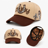 Elegante Gorra de Béisbol G5 de 5 Paneles con Visera Curva, Pedrería, Forro de Satén, Diseño Personalizado, Bordado 3D y Cuerda