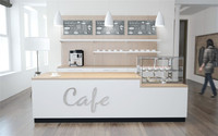 Comptoir de bar pour café, design commercial, table de restaurant, comptoir de caisse personnalisé avec plateau en bois pour café