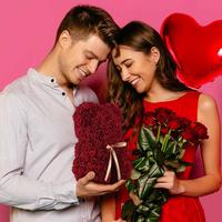 Bunga buatan beruang kotak PVC busa PE bunga Valentine hadiah mawar beruang dengan kotak hadiah