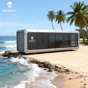 Maison modulaire en acier à 2 chambres, type capsule, avec lit dépliable, capacité 4 personnes, 38 m², alimentée à l'énergie solaire, écologique - Product Image 1