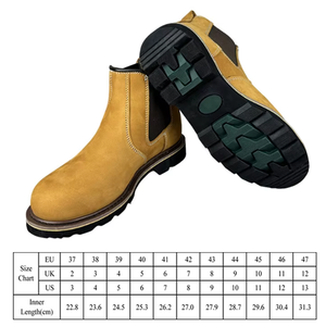Bottes de Sécurité <span class=keywords><strong>Chelsea</strong></span> à Embout Acier pour Hommes, en Cuir <span class=keywords><strong>Nubuck</strong></span> Jaune de Vache, Chaussures de Travail de Sécurité pour la Construction et l'Usine - Product Image 3