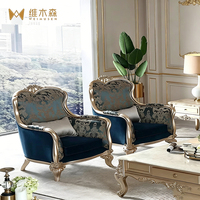 Fauteuil de loisirs de style européen, villa de campagne américaine, fauteuil individuel rembourré en bois massif sculpté à la main, jacquard