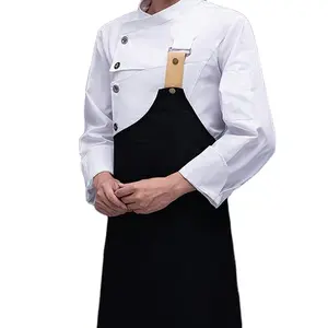 Macacão de manga comprida estampado Chef para mulheres e homens, roupa de trabalho para restaurantes, cafeterias, lojas de chá e leite, avental para bar e restaurantes