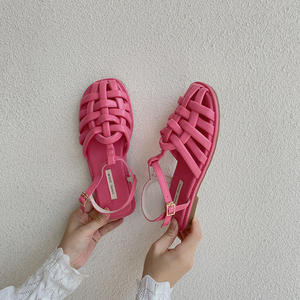 Sandalias Planas de Estilo Francés con Punta Cerrada y Tiras Tejidas, Hebilla, Parte Superior de Cuero Genuino, Suela de EVA Transpirable, Zapatos Romanos, Verano 2026 - Product Image 3