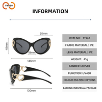 TWOOO T1942 Lunettes de soleil œil-de-chat épaisses et chics pour femmes, avec logo personnalisé, marque privée, OEM, ODM, monture PC, verres PC, protection UV400, vente en gros directe usine