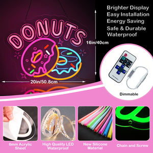 Vendita calda luce al Neon Fast Food <span class=keywords><strong>Fusion</strong></span> Donughnut Hamburger insegna al Neon per la decorazione aziendale della parete del negozio del ristorante - Product Image 2